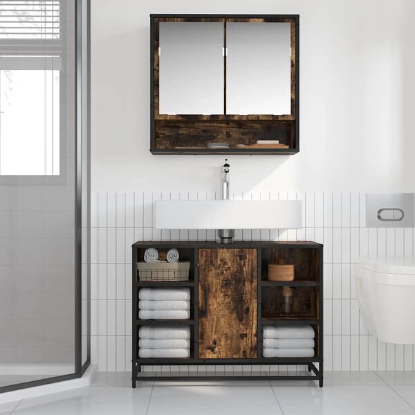 vidaXL Mobile Lavabo Bagno Rovere Fumo 60x30x60 cm Legno Multistrato