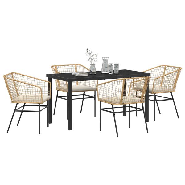 vidaXL Set da Pranzo per Giardino 5 pcs Marrone polyrattan