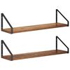 vidaXL Scaffali da parete 2 pz Legno antico 60 x 16 x 15,5 cm
