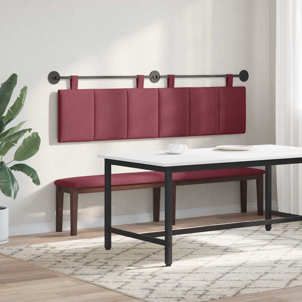 vidaXL Testata appesa Rigato Rosso Vino 190 x 55 x 5 cm Tessuto