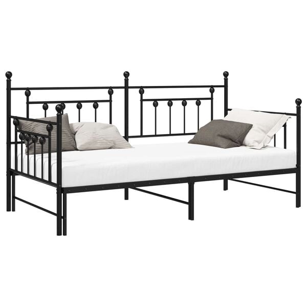 vidaXL Struttura per letto di giorno Nero 90 x 200 cm Acciaio