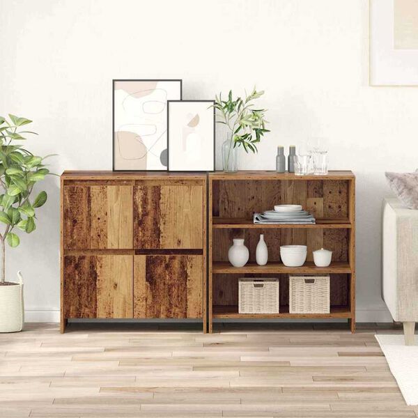 vidaXL Credenza 2 pcs Legno vecchio 70 x 41 x 75 cm Legno multistrato