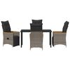 vidaXL Set da Pranzo per Giardino con cuscino 5 pcs Grigio polyrattan