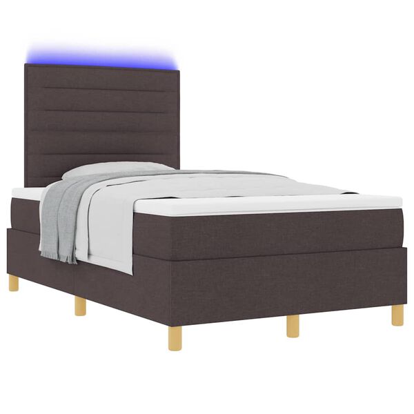 vidaXL Letto a Sorgente LED Marrone Scuro 120 x 200 cm Tessuto