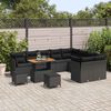 vidaXL Set Divano da Giardino 12 pcs Nero polyrattan