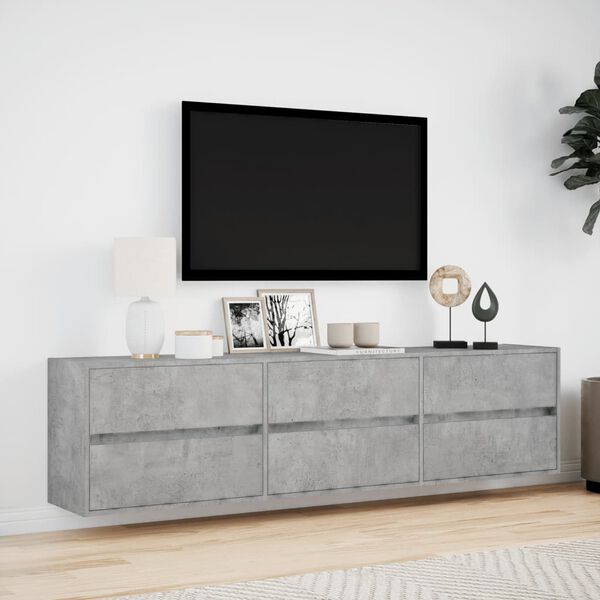 vidaXL Mobile TV a Parete con LED Grigio Cemento 180x31x45 cm