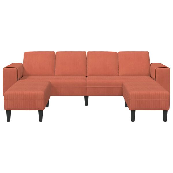 vidaXL Divano Rosso Arancio 250 x 188 x 76 cm Tessuto in Cords