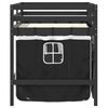 vidaXL Letto a Soppalco con Tende Bambini Bianco e Nero 90x200 cm Pino