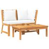 vidaXL Set Divani da Giardino 3 pz con Cuscini Crema in Legno Acacia