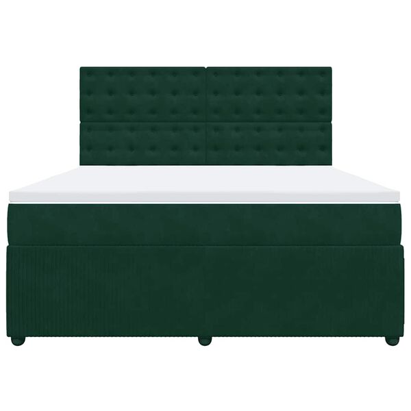 vidaXL Giroletto a Molle con Materasso Verde Scuro 180x200 cm Velluto