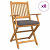 vidaXL Sedia pieghevole 8 pz Grigio Legno massello di acacia