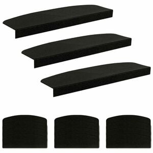 vidaXL Tappeti per scale 15 pz 56 x 17 x 3 cm Nero Poliestere
