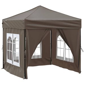 vidaXL Tenda per Feste Pieghevole con Pareti Laterali Tortora 2x2 m