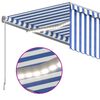 vidaXL Tenda Sole Retrattile Manuale con LED 3,5x2,5 m Blu e Bianco