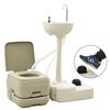 vidaXL Set WC Portatile da Campeggio 10+10L Lavandino 20L Grigio
