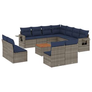 vidaXL Set Divani da Giardino 12 pz con Cuscini Grigio in Polyrattan