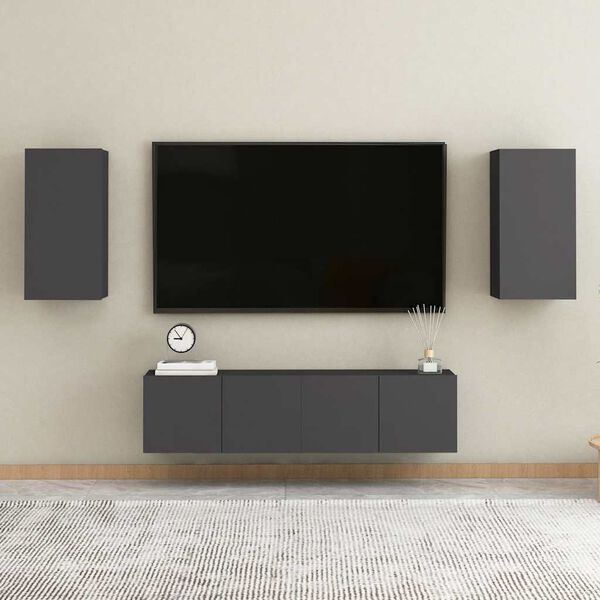 vidaXL Mobili TV 2 pz Grigi 30,5x30x60 cm in Legno Multistrato