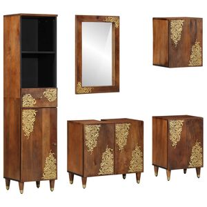 vidaXL Set di Armadi da Bagno 5 pz Marrone miele 62 x 33 x 58 cm
