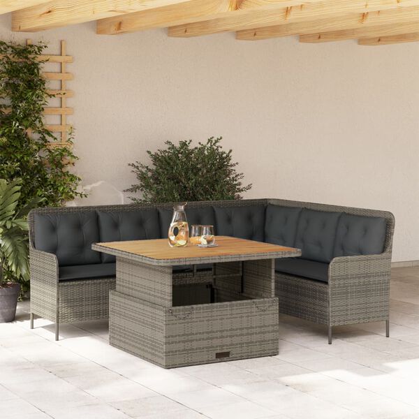 vidaXL Set Divano da Giardino 2 pz con Cuscini Grigio in Polyrattan