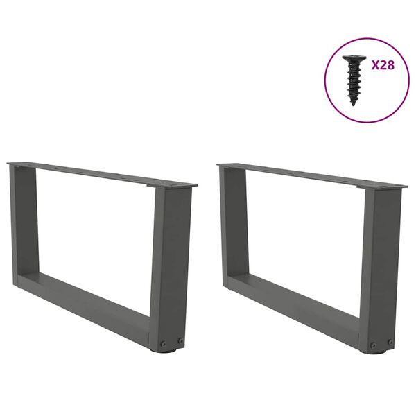 vidaXL Gambe per Tavolino da Caff&egrave; a Forma di V 2 pz Antracite 70x(30-31,3) cm Acciaio