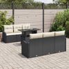 vidaXL Set Divano da Giardino con cuscino 7 pcs Nero Poly Rattan