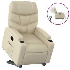 vidaXL Poltrona Alzapersona Reclinabile Crema in Similpelle