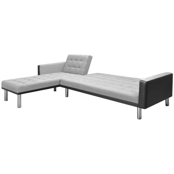 vidaXL Divano Letto Angolare in Tessuto 218x155x69 cm Nero e Grigio