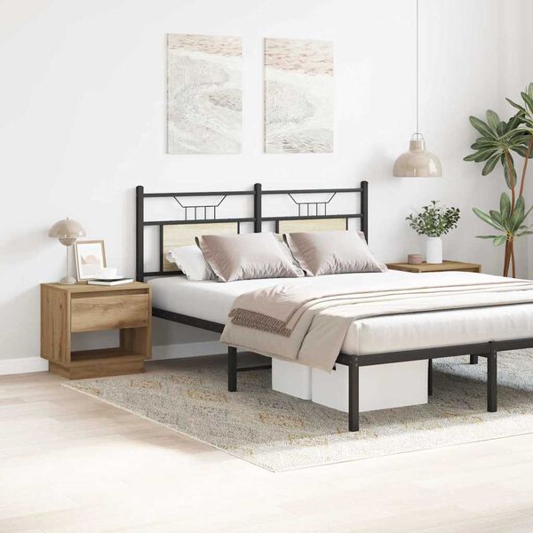 vidaXL Comodino con cassetto 2 pcs Rovere artigianale 45 x 34 x 44 cm