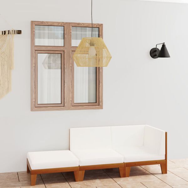 vidaXL Set Divani da Giardino 3 pz con Cuscini in Massello di Acacia