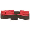 vidaXL Set di divani 8 pz Marrone e Rosso Rattan sintetico e Acciaio