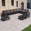 vidaXL Set Divani da Giardino 10 pz Nero in Legno Massello di Pino