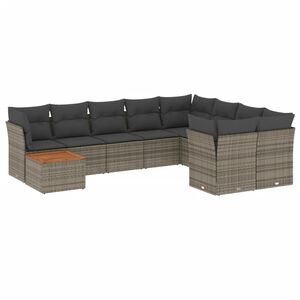 vidaXL Set Divano da Giardino 10 pz con Cuscini Grigio in Polyrattan