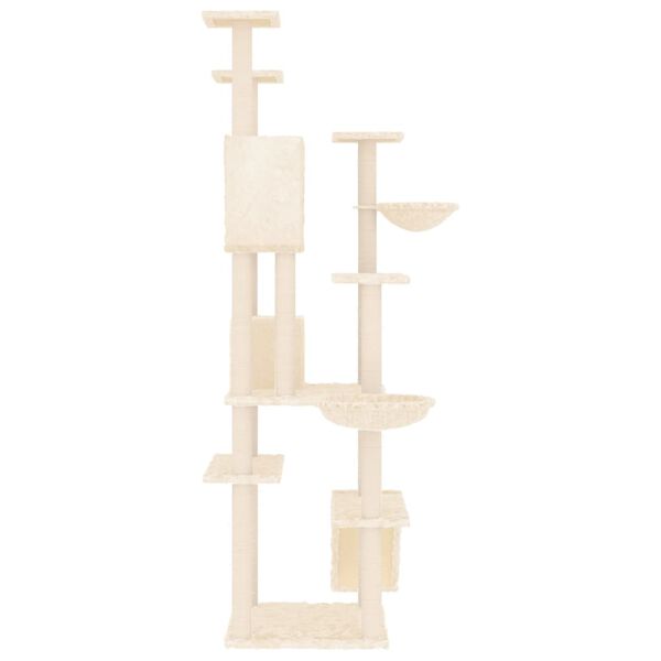 vidaXL Albero per Gatti con Tiragraffi in Sisal Crema 191 cm