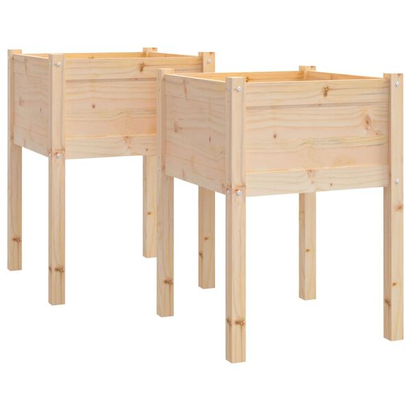 vidaXL Fioriere da Giardino 2 pz 50x50x70 cm in Legno Massello di Pino