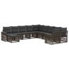 vidaXL Set Divano da Giardino 11 pz Grigio e Grigio Scuro polyrattan