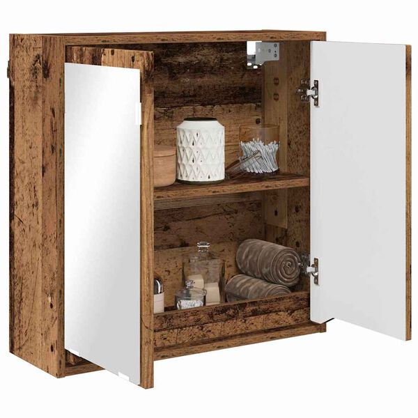 vidaXL Mobiletto per specchio da bagno Legno vecchio 60 x 20 x 60 cm