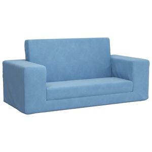 vidaXL Divano Letto per Bambini a 2 Posti Blu in Morbido Peluche
