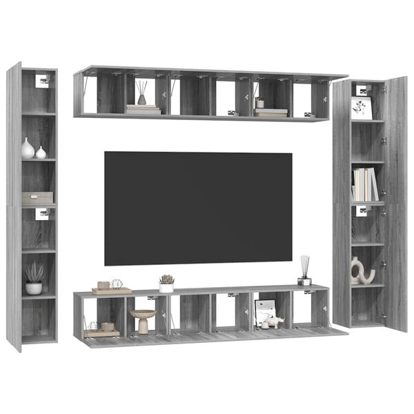 vidaXL Set Mobili Porta TV 10 pz Grigio Sonoma in Legno Multistrato