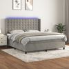 vidaXL Letto a Molle Materasso e LED Grigio Chiaro 180x200 cm Velluto