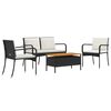 vidaXL Set da giardino Nero polyrattan