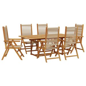 vidaXL Set Pranzo da Giardino 7 pz Beige Polipropilene/ Legno Massello