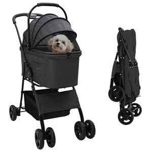 vidaXL Passeggino pieghevole per animali Nero 81 x 47 x 99 cm