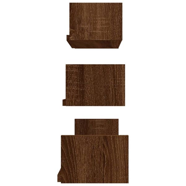 vidaXL Mensole Espositive Parete 3 pz Rovere Marrone Legno Multistrato