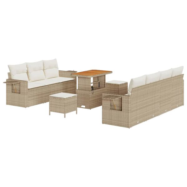 vidaXL Set Divano da Giardino 10 pcs Beige polyrattan