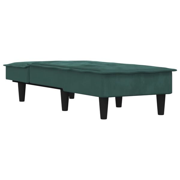 vidaXL Chaise Longue in Velluto Verde Scuro