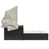 vidaXL Lettino Prendisole Doppio Baldacchino e Cuscini Nero Polyrattan