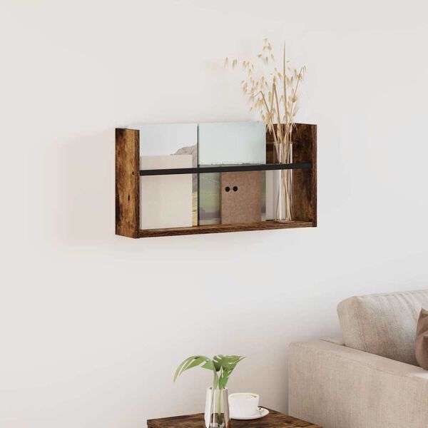 vidaXL Scaffale per riviste Rovere fum&eacute; 60 x 12 x 30 cm