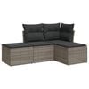 vidaXL Set Divani da Giardino 4 pz con Cuscini in Polyrattan Grigio