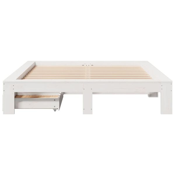 vidaXL Letto senza Materasso Bianco 140x200 cm Legno Massello di Pino