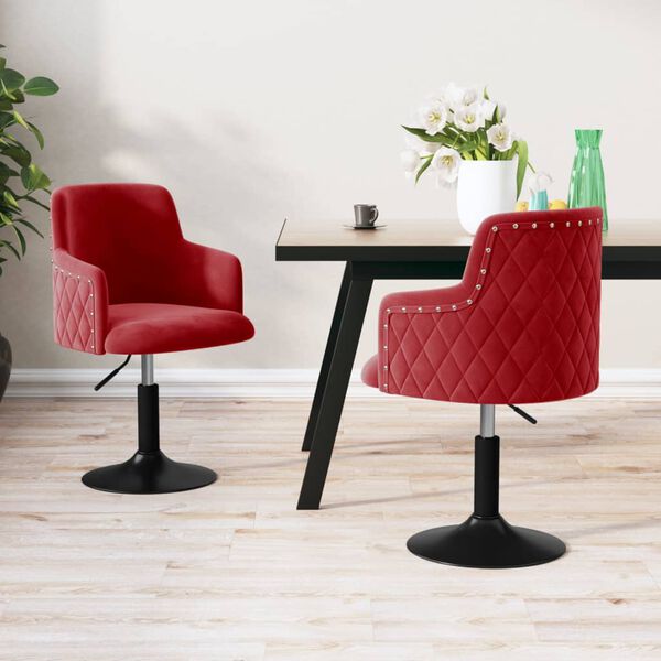 vidaXL Sedie da Pranzo Girevoli 2 pz Rosso Vino in Velluto